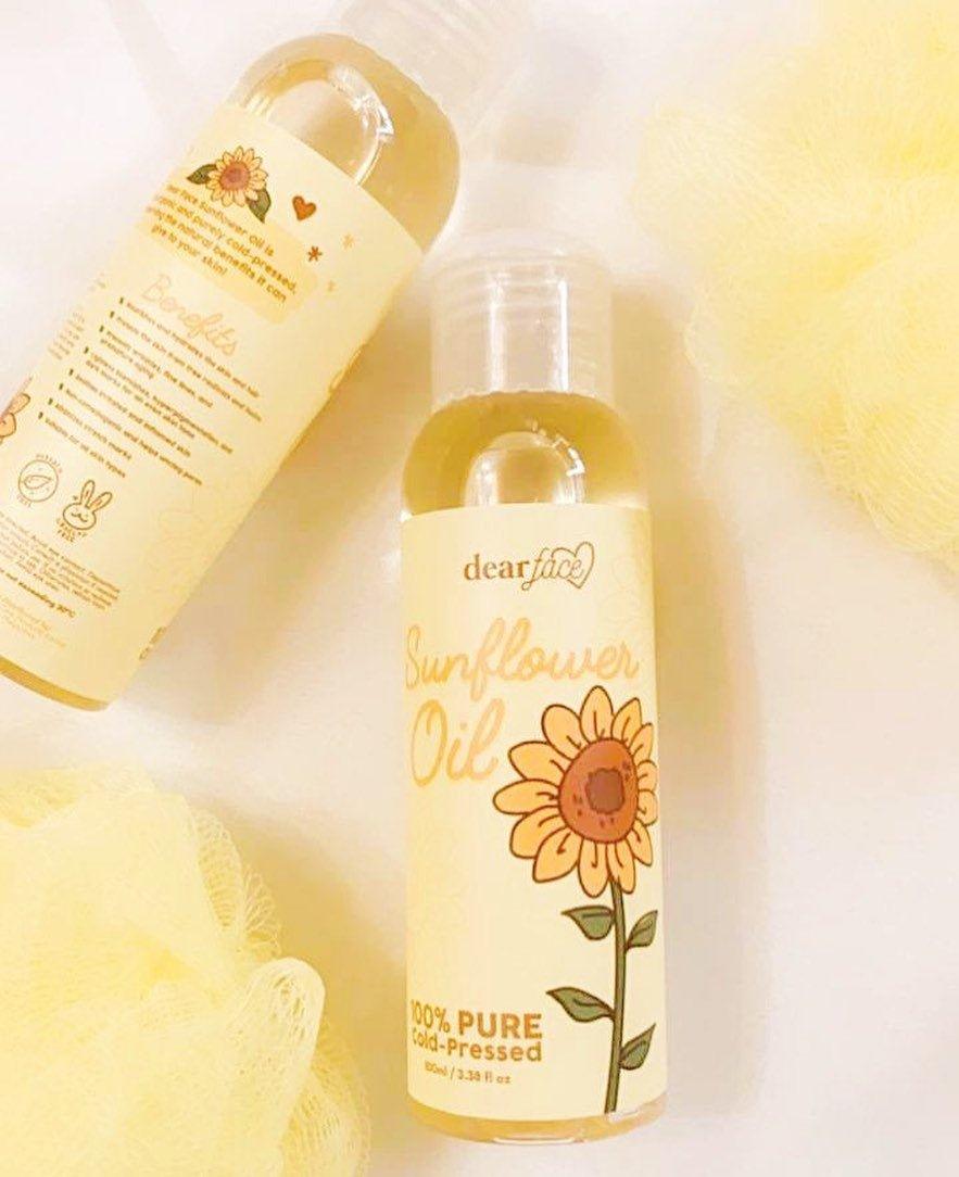 Dear Face Sunflower Oil for Skin and Hair [100% Pure Cold-Pressed] (100ml)| Moisturizing, Smoothening, Anti-aging, Hair Nourishing in United Arab Emirates- bluelily.me